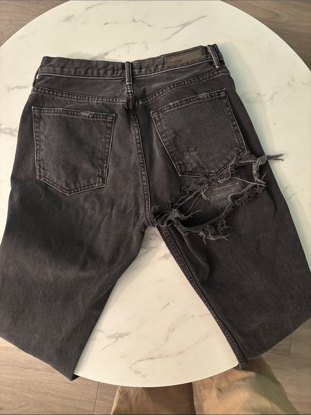 GRLFRND Black High-Rise Distressed Straight Jeans - Picture 4 of 6